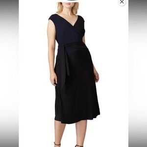 RALPH LAUREN Navy Blue Sleeveless  Dress 16 Waist Tie Accent